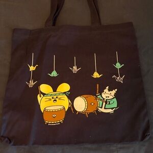 Black Tote Bag with Cute Animal Print